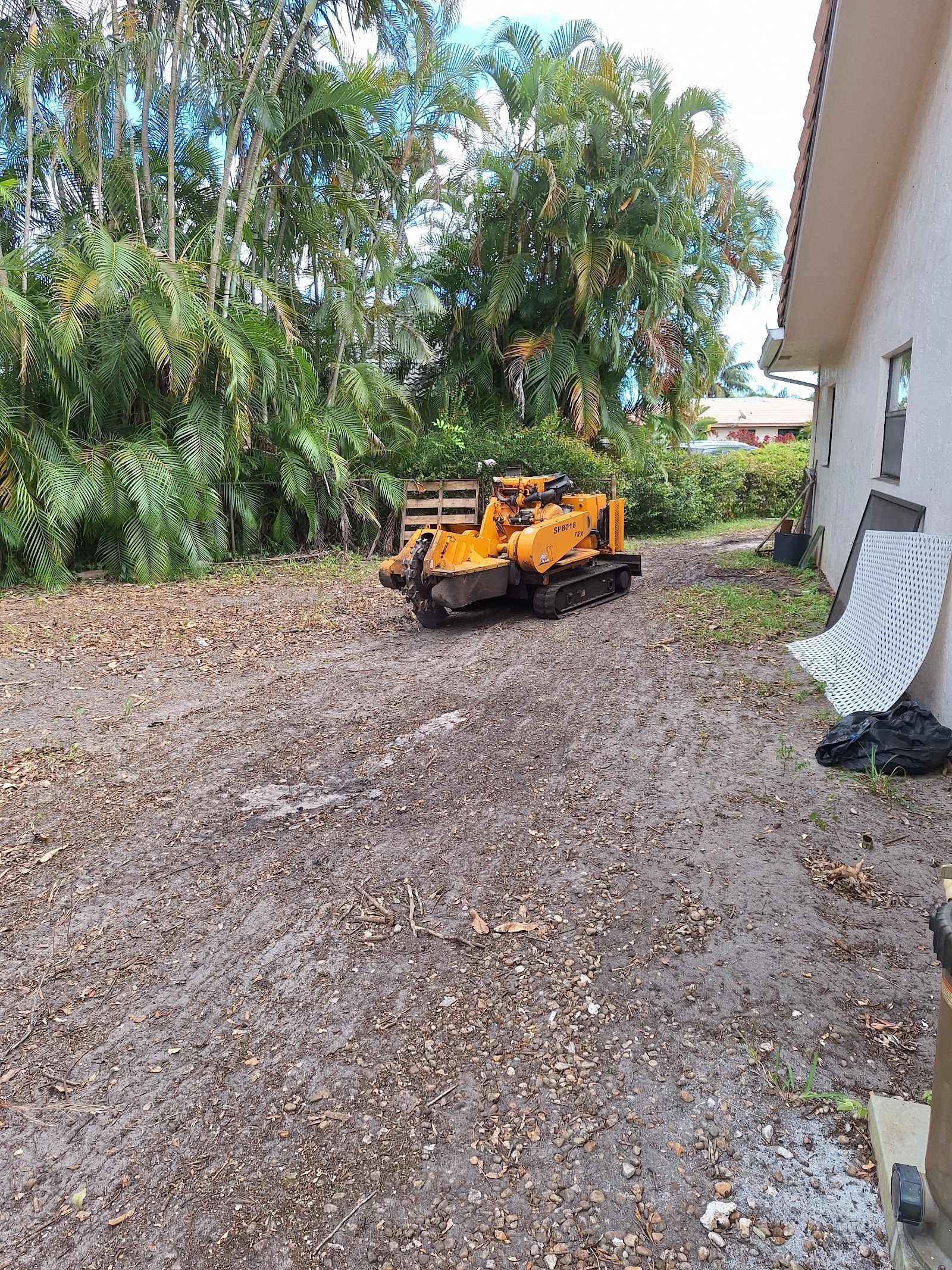 Tracked stump grinder staged on site