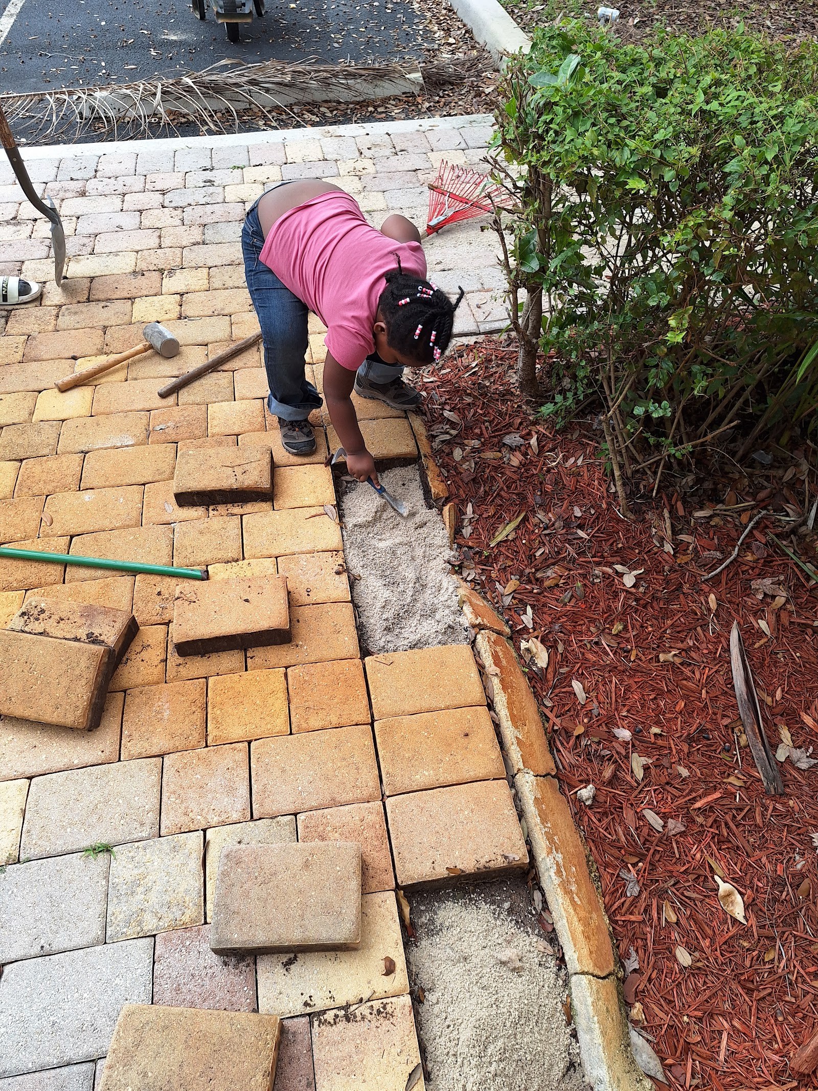 Paver walkway cleared after a job